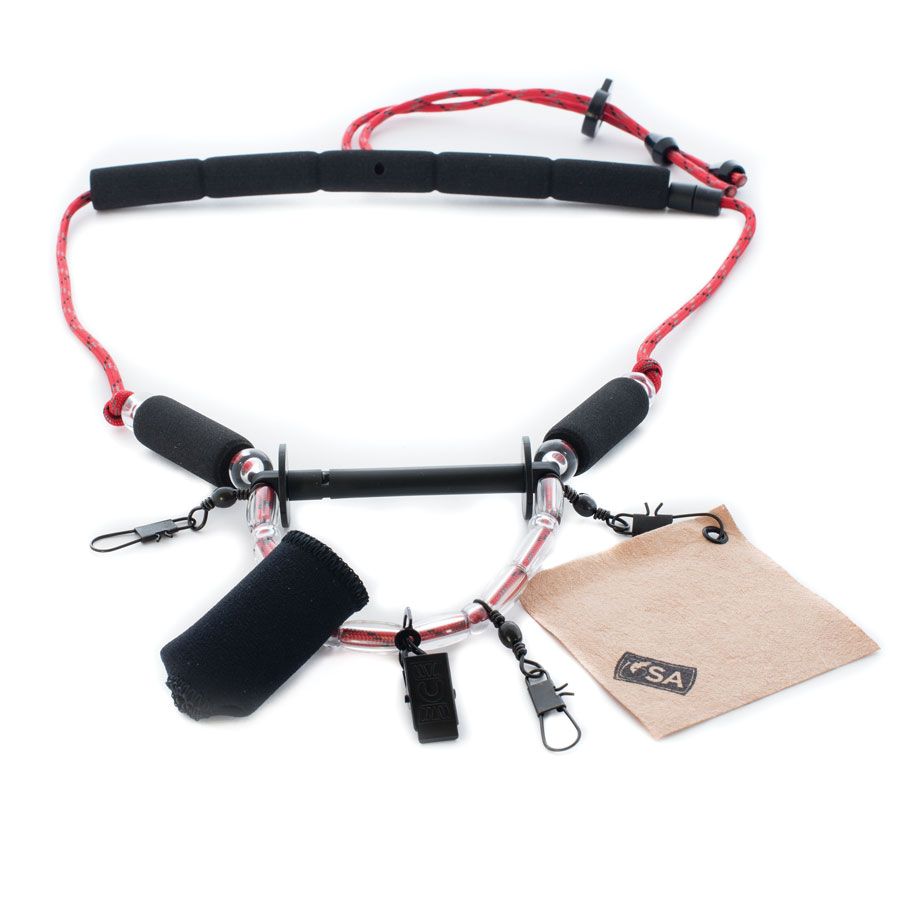 SF Fly Fishing Lanyard Necklace Unloaded Black Adjustable Tool Holder with Foam Neck Strap Horizontal Tippet Bar Quick Release for Fishing Accessories 